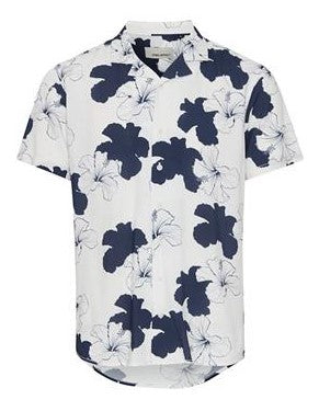 Hibiscus Flowers Button Up - Blue