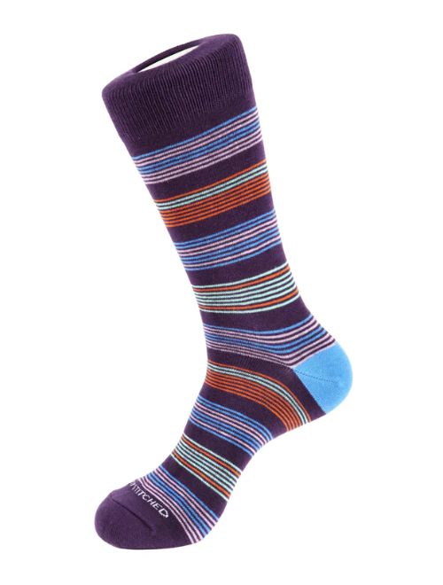 Needle Stripe Purple Boot Sock