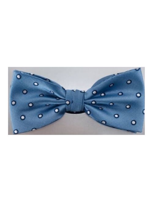 Pre-Tied Bow Tie - Blue/Outlined Polka Dots