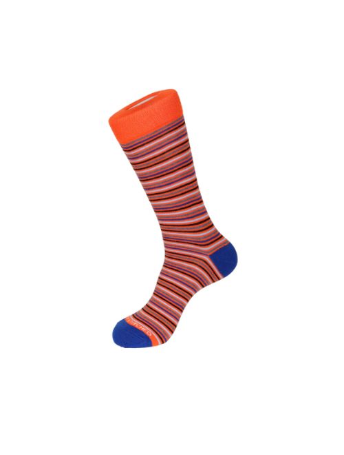 Mini Stripe Crew Sock - Orange
