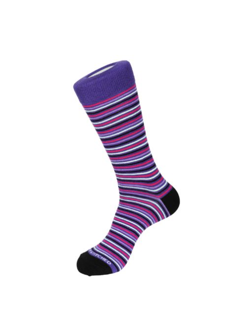 Mini Stripe Crew Sock - Purple