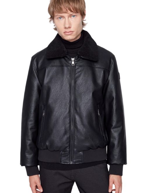 Vegan Leather Jacket with Sherpa Collar – Stroked Ego