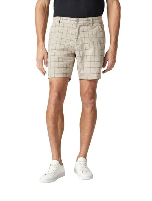 Nate - Beige Checked Cotton Blend Shorts