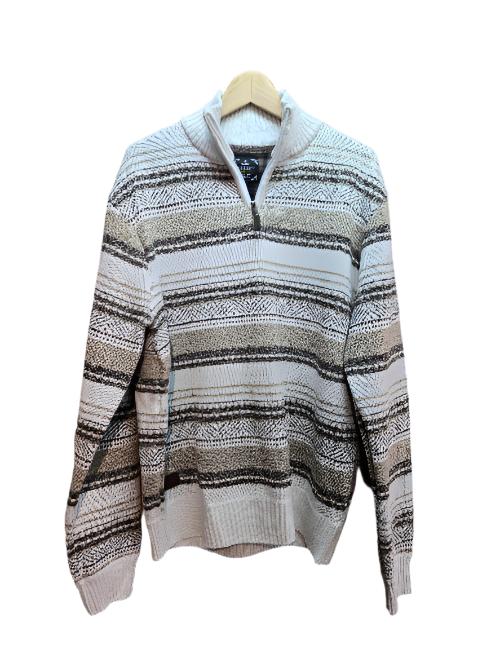 Fleece-Lined Quarter Zip Sweater - Eggshell