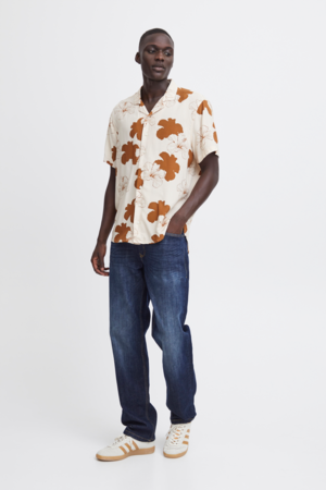Hibiscus Flowers Button Up - Toffee