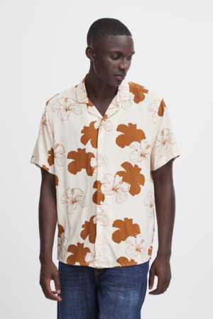 Hibiscus Flowers Button Up - Toffee