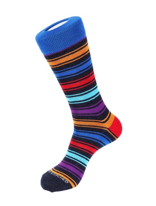 Angeles Stripe Charcoal Crew Sock