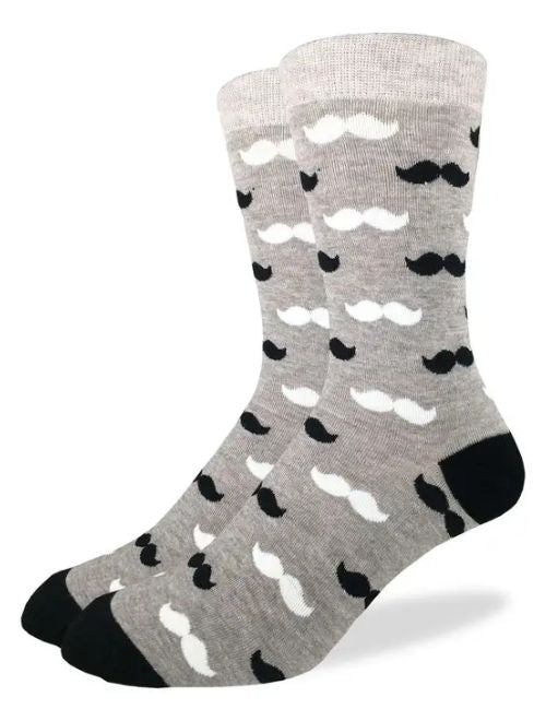 Black & Grey Moustache Socks