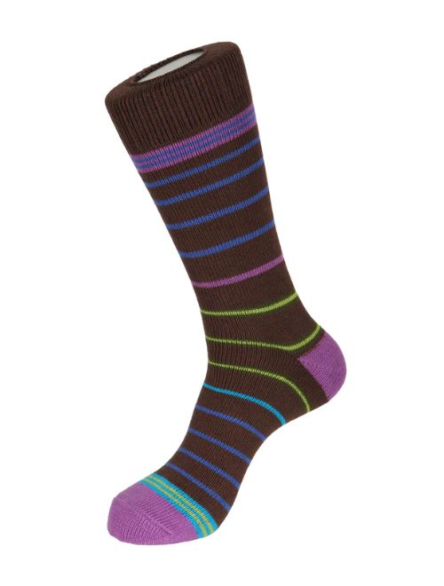 Candy Stripe Brown Boot Sock