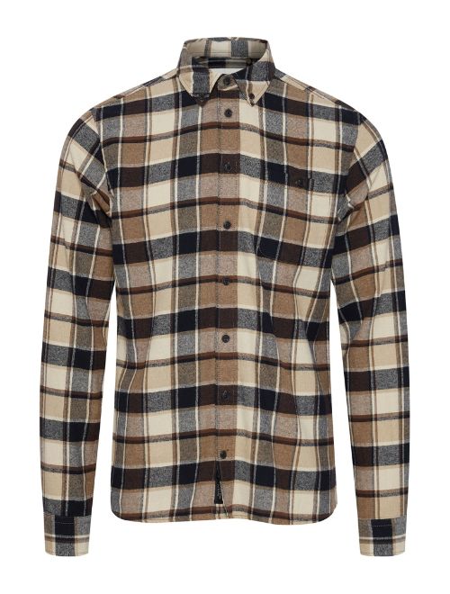 Checked Long Sleeve Button Up - Tan