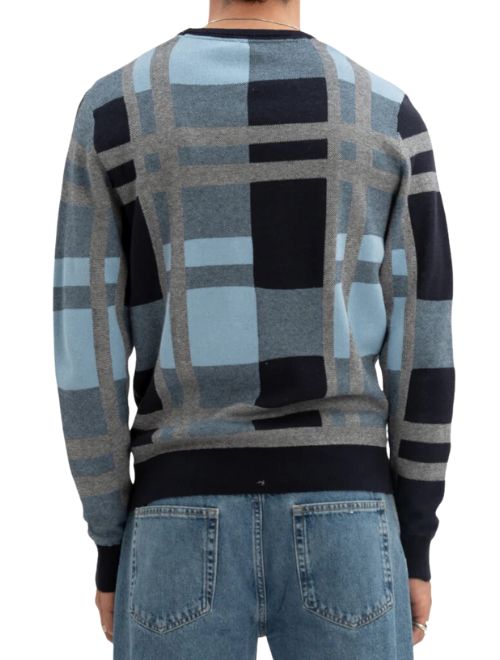 Checkered Cotton Sweater - Blue
