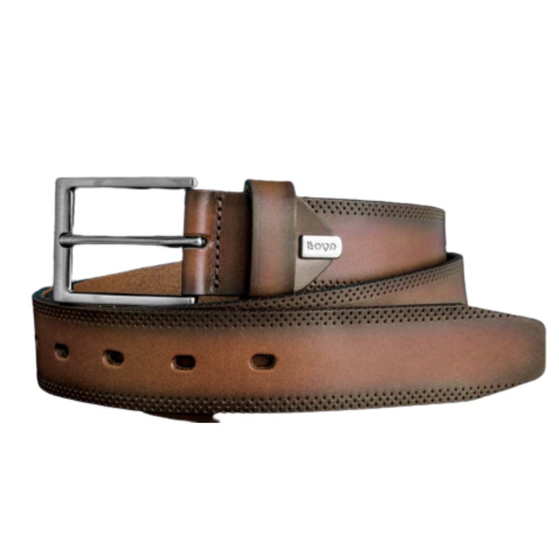 Embossed Fullgrain Leather belt with Brushed Edges