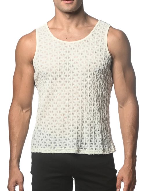 Stretch Gossamer Knit Tank - Ecru Arrows