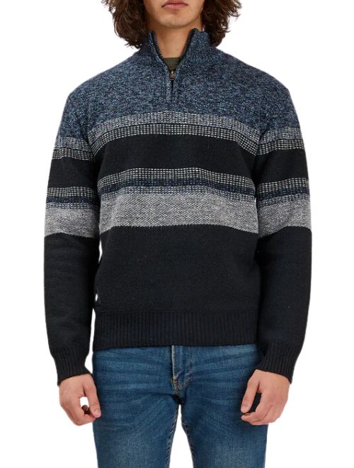 Fleece Lined Quarter Zip Sweater - Navy/Blue