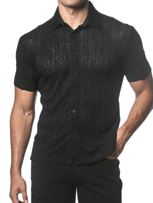 Stretch Gossamer Knit Short Sleeve - Black