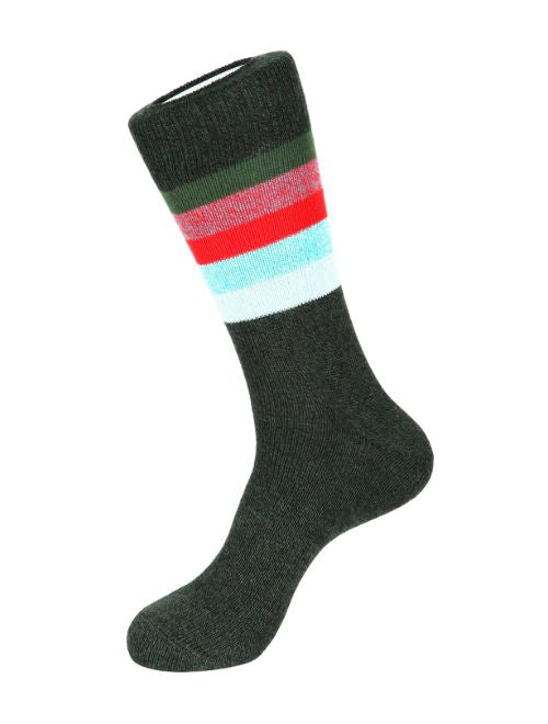 Green Solid Stripe Boot Sock