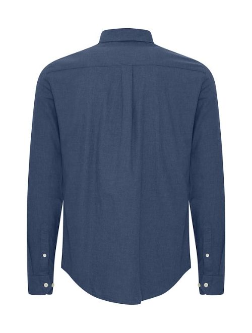 Solid Colour Long Sleeve Button Up - Navy