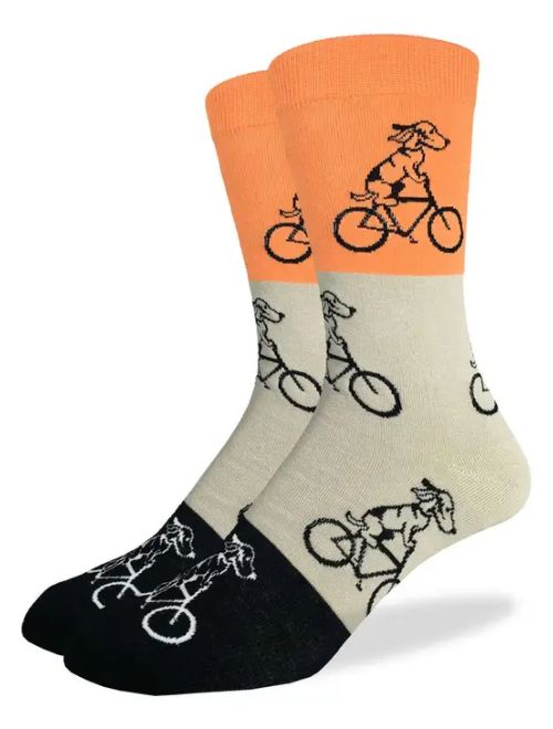 Orange Dog Riding Bike Socks