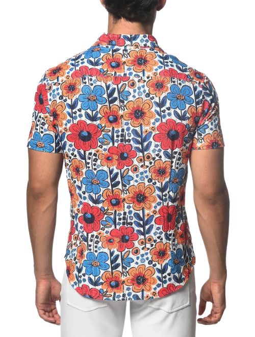 Poppies Print Open Knit Shirt