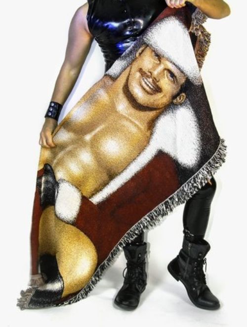 Tom of Finland Sexy Santa Woven Blanket