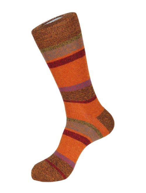 Two Tone Stripe Orange Boot Sock