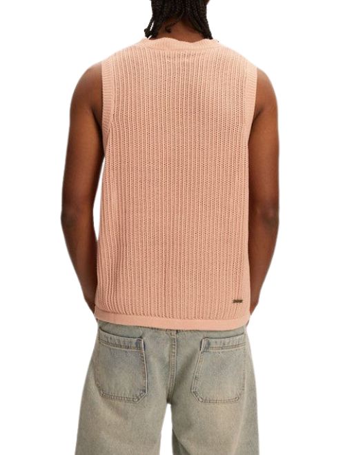 Knitted Sleeveless Vest - Pink