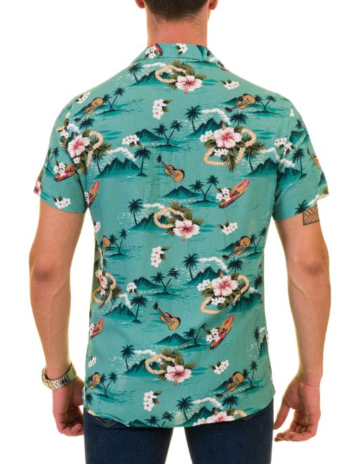Luau Print Button Up Shirt