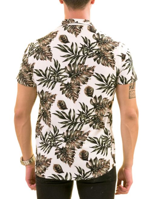 Palm Frond Print Button Up Shirt