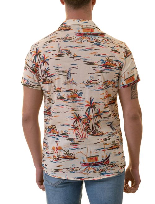 Sailboat Print Button Up Shirt