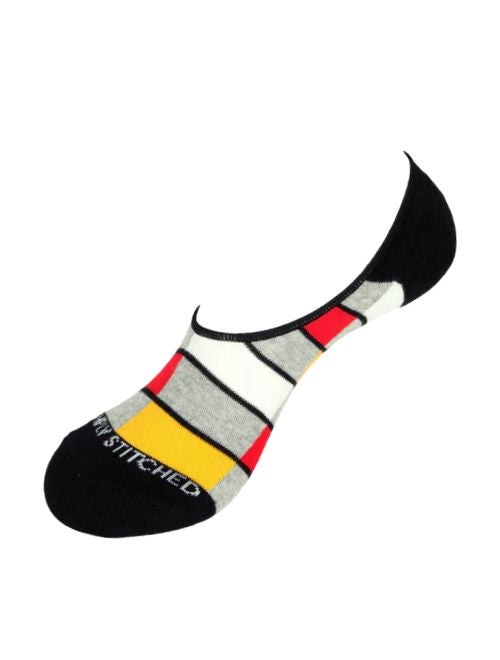 Black Grey Yellow Socks - No Show
