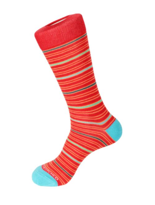 Twin Stripes Sock - Coral