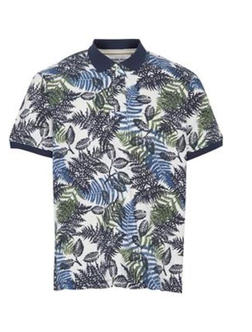 Palm Pattern Polo Shirt - Navy