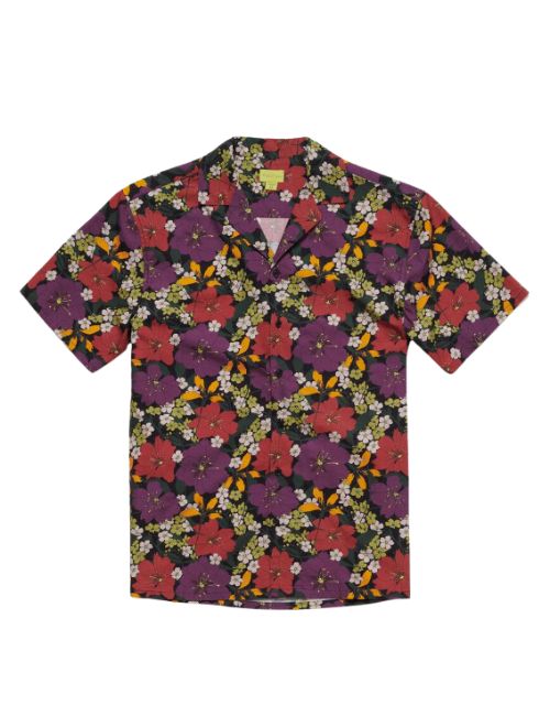 Purple Tropical Floral Print Shirt
