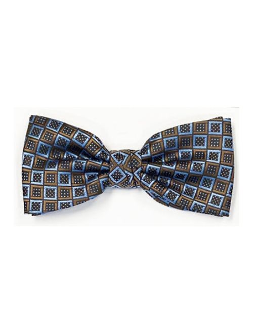 Pre-tied Bowtie - Navy/Gold Squares