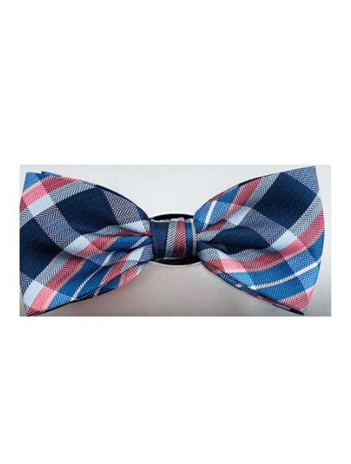 Pre-Tied Bow Tie - Blue/Pink Plaid