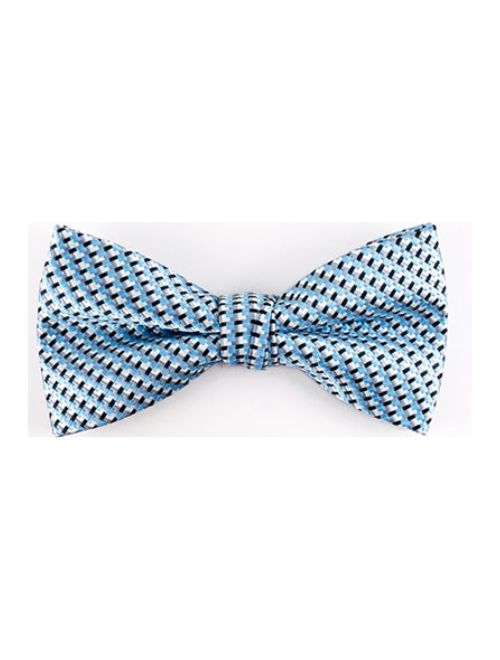 Pre-Tied Bow Tie - Blue Stitch Pattern