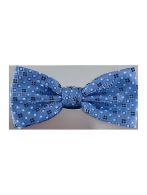 Pre-Tied Bow Tie - Blue/Black & White Squares