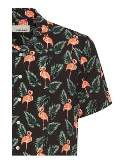 Flamingo Pattern Short Sleeve - Black