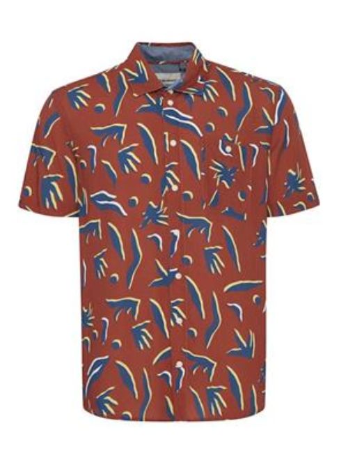 Abstract Birds & Leaves Short Sleeve - Rust