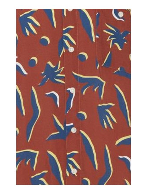 Abstract Birds & Leaves Short Sleeve - Rust