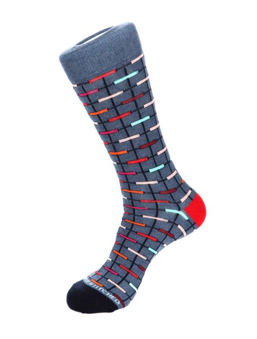 Colored Steps Crew Sock - Heather Blue