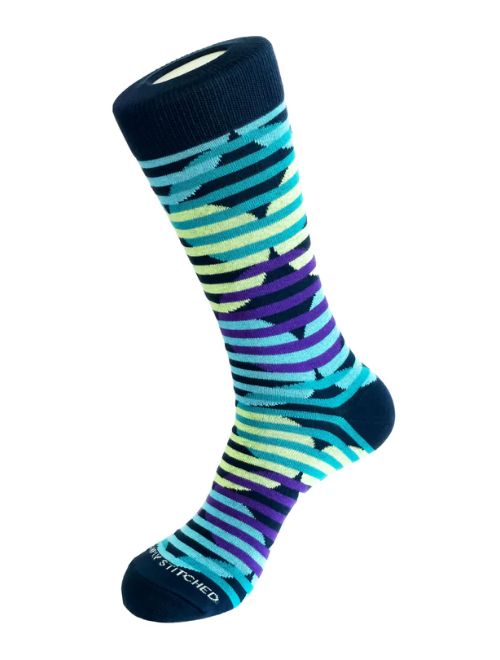 Circle Stripe Crew Socks - Blue Purple