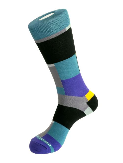 Boro Crew Socks - Teal Black