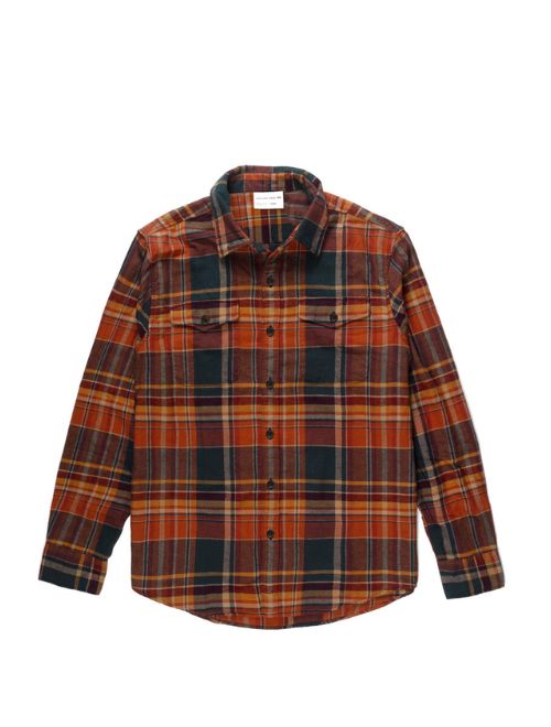 Long Sleeve Light Brush Flannel Shirt - Rust