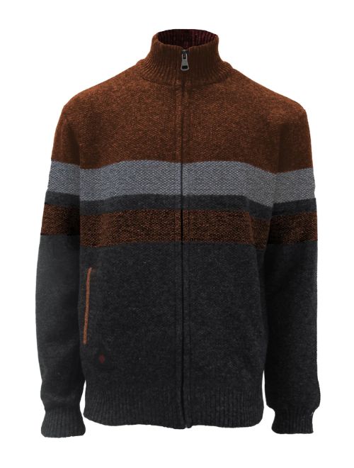 Textured Striped Knit Full Zip