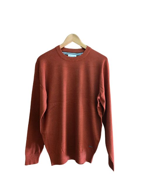 Crew Neck Lightweight Sweater - Rust