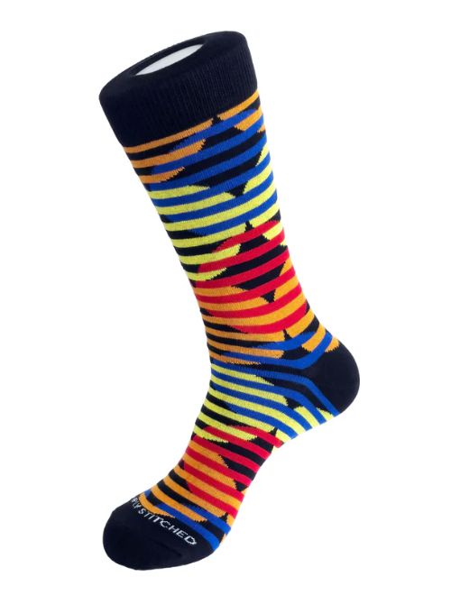 Circle Stripe Crew Sock - Orange