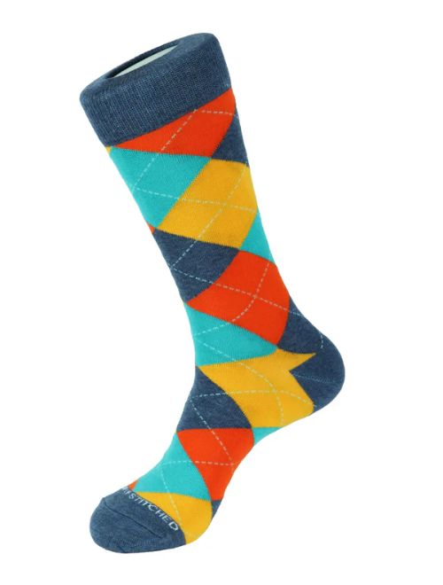 Argyle Crew Sock - Orange