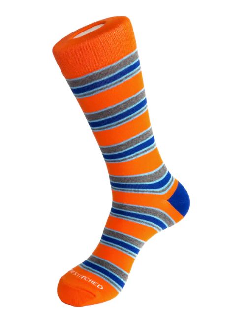 Millionaire Stripe Crew Socks - Orange