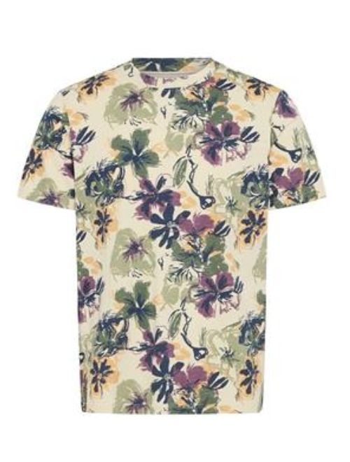 Artistic Floral Graphic T-Shirt - Beige